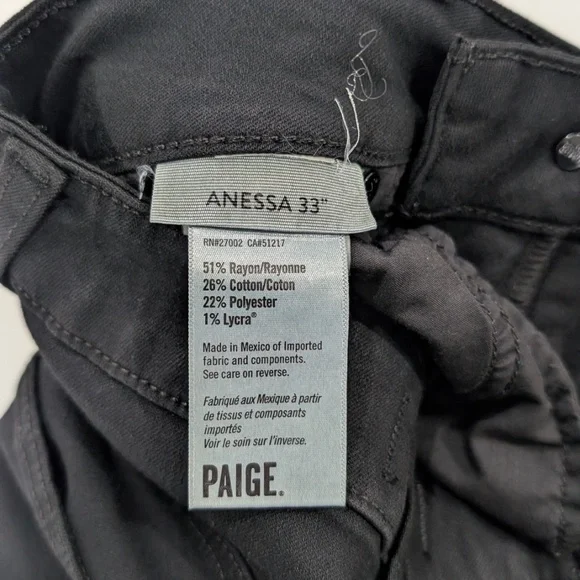 PAIGE Anessa 33 High Rise Wide Leg Jeans Black Shadow NWT Size 23 Full Length - Picture 10 of 15